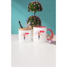 Hedizu Sevgiliye Hediye Kırmızı Kupa Bardak Kalemlik