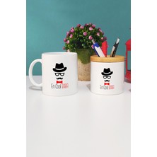 Hedizu En Cool Baba Babaya Hediye Kupa Bardak Beyaz ve Kalemlik