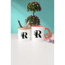 Hedizu Botanik R Harfli Turuncu Kupa Bardak Kalemlik