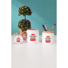 Hedizu  Dayıya Hediye Dünyanın En Kral Dayısı Turuncu Kupa Bardak Kalemlik Anahtarlık