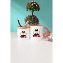 Hedizu Erkek Polise Hediye Turuncu Kupa Bardak Kalemlik