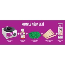 Ft Ağda Isıtıcı Kazan, Granül Boncuk Ağda Azulen Soyulabilir, Ağda Yağı,Ağda Bezi 2 M,Spatula 6 Ade