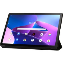 Xfashion Lenovo Tab M10 Plus (Gen 3) Üç Katlı Stand Pu Deri Kapağı Tam Koruma Yumuşak Silikon Tablet Kılıfı (Yurt Dışından)