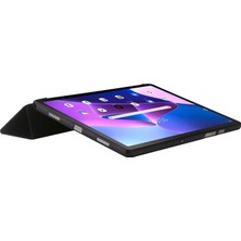 Xfashion Lenovo Tab M10 Plus (Gen 3) Üç Katlı Stand Pu Deri Kapağı Tam Koruma Yumuşak Silikon Tablet Kılıfı (Yurt Dışından)