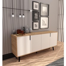 VM VERTEX MOBİLYA Latina Modern Konsol 180 cm Safir Meşe - Beyaz