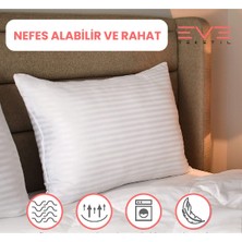 2 Adet Çizgili Saten Fermuarlı Antialerjik Yıkanabilir Silikon Elyaf Yüksek Dolgulu Yastık 900 gr
