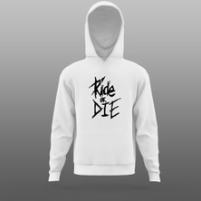 Yeles Ride Or Die Motorcu Sweatshirt Beyaz