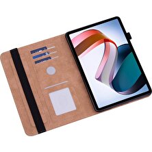 Xfashion Xiaomi Için Redmi Pad Pu Deri Elastik Bant Koruyucu Kılıf Kart Yuvaları Çok Açılı Stand Çizgisi Baskılı Tablet Kapak Kalem Tutucusu (Yurt Dışından)