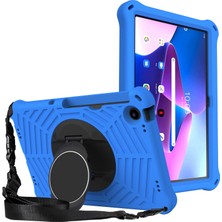 Xfashion Lenovo Tab M10 Plus (Gen 3) Örümcek Web Dokusu Şok Geçirmez Eva Case 360 Derece Döndürme Kickstand Anti-Cratch Kapağı Omuz Kayışı Ile (Yurt Dışından)