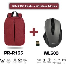 PR-R165-WL600 Mouse -15.6" Su Geçirmez Kumaş Laptop ,notebook Sırt Çantası+ Kablosuz Mouse