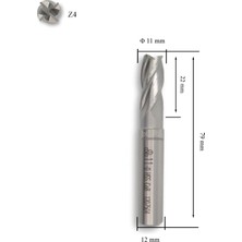 Mte 11 mm Parmak Freze Hss-Co8 Dın 844/B-N