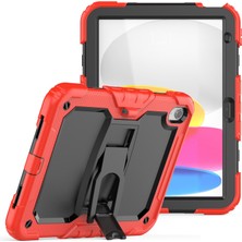 Xfashion Ipad 10.9 (2022) / Ipad 10. Gen Silikon+Pc Koruyucu Kılıf Görünmez Braket Kickstand Shockproof Tablet Kapağı Omuz Kayışı Ile (Yurt Dışından)