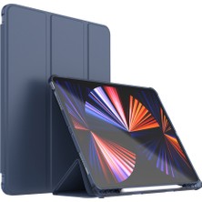 Xfashion Ipad Pro 12.9 (2020) / (2021) / (2022) Pu Deri Trifold Stand Kapağı Otomatik Uyku / Kalem Tutucusu Ile Uyancı Akıllı Tablet Kılıfı (Yurt Dışından)