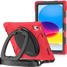 Xfashion Ipad 10.9 (2022) Için Rotary Kickstand Tablet Koruyucu Kılıf Pc + Silikon Anti-Düşük Arka Kapak Omuz Kayışı Ile (Yurt Dışından)