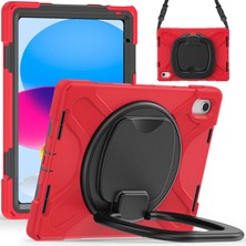 Xfashion Ipad 10.9 (2022) Için Rotary Kickstand Tablet Koruyucu Kılıf Pc + Silikon Anti-Düşük Arka Kapak Omuz Kayışı Ile (Yurt Dışından)