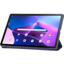 Xfashion Lenovo Tab M10 Plus (Gen 3) Üç Katlı Stand Pu Deri Kapağı Tam Koruma Yumuşak Silikon Tablet Kılıfı (Yurt Dışından)