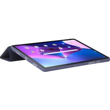 Xfashion Lenovo Tab M10 Plus (Gen 3) Üç Katlı Stand Pu Deri Kapağı Tam Koruma Yumuşak Silikon Tablet Kılıfı (Yurt Dışından)