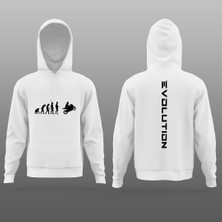 Yeles Evolution Yazılı Motorcu Sweatshirt Beyaz