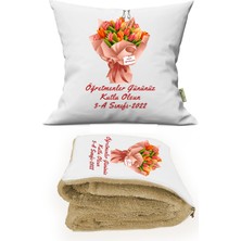 Caisya Home Öğretmenler Günü Armağanı Opsiyonel Ikisi Bir Arada Yastık Battaniye 36x36 Cm