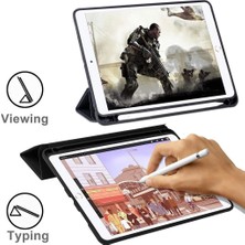 AZC iPad 5.nesil Wi-Fi A1822 9.7 Inç  Kılıf Smart Cover Kalem Bölmeli Standlı Arkası Silikon Coverfc