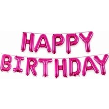 Rönesans Parti Happy Birthday Pembe Renk Folyo Balon Seti