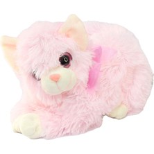 Yk Store Miyavlayan Sesli Peluş Kedi Pembe Iri Gözlü Peluş Oyuncak 25 cm