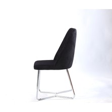 Pi Sandalye 2 Adet Ankara Yemek Odası Sandalyesi - Metal Krom Ayaklı - Silinebilir Kumaş