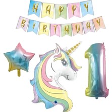 Best Parti 1 Yaş Unicorn Folyo Balon Set