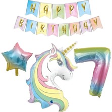 Rönesans Parti 7 Yaş Unicorn Folyo Balon Set