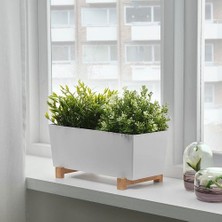 IKEA Ayak Standlı Metal Saksı Meridyendukkan Beyaz Renk, 32X15 cm İç Mekan