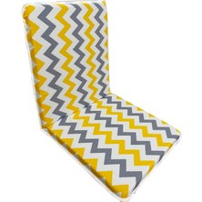 Vip Home Concept Sandalye Minderi Arkalıklı Lastikli Fermuarlı Süngerli-4 Adet(Sarı Gri Zikzak)Yıkanabilir