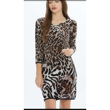 Boutique Bade Leopar Desenli Triko Elbise