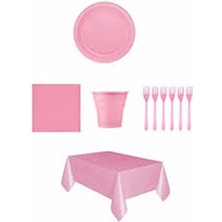 Parti Station Plastik Tabak Bardak Çatal Peçete Masa Örtüsü Set Gold Gümüş Kırmızı Siyah Sarı Yeşil Turuncu Mor Pembe