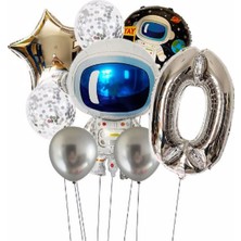Parti Station Uzay Galaksi Astronot Kozmik Balon Set Yıldız Balon Folyo Set Konsept Doğum Günü Set Yaş Balon Set