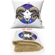 Caisya Home Koç Burcu Baskılı Tv Battaniyeli Opsiyonel Yastık & Kırlent 110X170CM