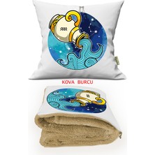 Caisya Home Kova Burcu Baskılı Tv Battaniyeli Opsiyonel Yastık & Kırlent 110X170CM