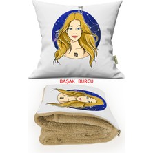 Caisya Home Başak Burcu Baskılı Tv Battaniyeli Opsiyonel Yastık & Kırlent 110X170CM