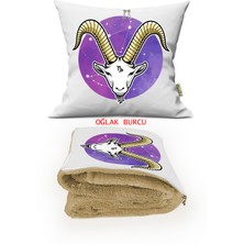 Caisya Home Oğlak Burcu Baskılı Tv Battaniyeli Opsiyonel Yastık & Kırlent 110X170CM