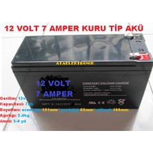 Ata Elektronik Ev Dükkan  Alarm Sistemi Aküsü 12V 7AH 12 Volt 7 Amper Çocuk Oyuncak Araba Araç Ups Aküsü Pili Bataryası