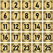 Özarslan Dizayn Metal Kapı Masa Dolap Numara Levhası 4X4 cm Altın Renk 25 Adet (1…25)