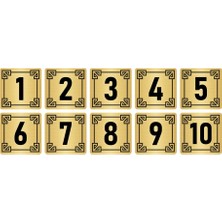 Özarslan Dizayn Metal Kapı Masa Dolap Numara Levhası 5X5 cm Altın Renk 10 Adet (1…10)