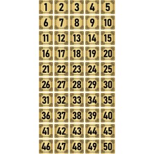 Özarslan Dizayn Metal Kapı Masa Dolap Numara Levhası 5X5 cm Altın Renk 50 Adet (1…50)