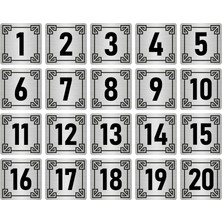 Özarslan Dizayn Metal Kapı Masa Dolap Numara Levhası 7X7 cm Gümüş Renk 20 Adet (1…20)