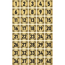 Özarslan Dizayn Metal Kapı Masa Dolap Numara Levhası 3,5x3,5cm Altın Renk 40 Adet (1…40)