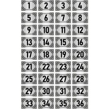 Özarslan Dizayn Metal Kapı Masa Dolap Numara Levhası 3,5X5CM Gümüş Renk 36 Adet (1…36)