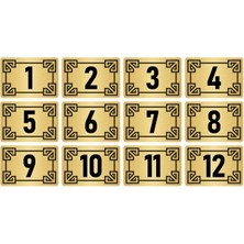 Özarslan Dizayn Metal Kapı Masa Dolap Numara Levhası 5X7CM Altın Renk 12 Adet (1…12)
