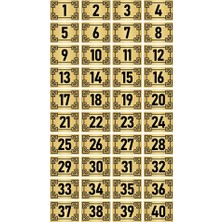 Özarslan Dizayn Metal Kapı Masa Dolap Numara Levhası 5X7CM Altın Renk 40 Adet (1…40)