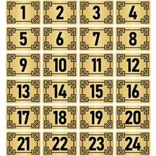 Özarslan Dizayn Metal Kapı Masa Dolap Numara Levhası 7X10CM Altın Renk 24 Adet (1…24)