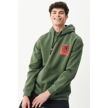 Riders By Lee Riders By Lee Loose Fit Rahat Kesim Kapüşonlu Şardonlu Haki Sweatshirt