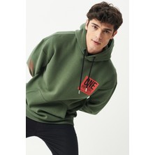 Riders By Lee Riders By Lee Loose Fit Rahat Kesim Kapüşonlu Şardonlu Haki Sweatshirt